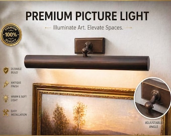 18 Inch Picture Light Antique Brass, Modern Wall Light Fixture, Art Lighting Lamp, Vanity Light, Gallery Light, Handmade Wall Sconce