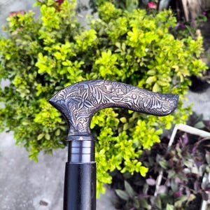 Luxury Engraved Brass Head Cane - Portable Wooden Walking Stick for Gifting