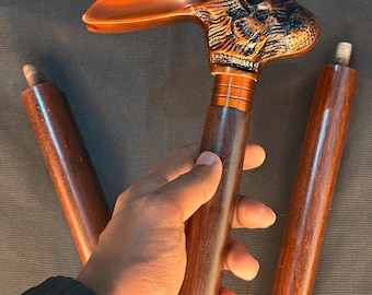 Vintage Wooden Walking Cane Bird Head Handle Detachable Shaft Antique Style Portable Mobility Stick Elegant Gentleman Gift Unique Collectibl