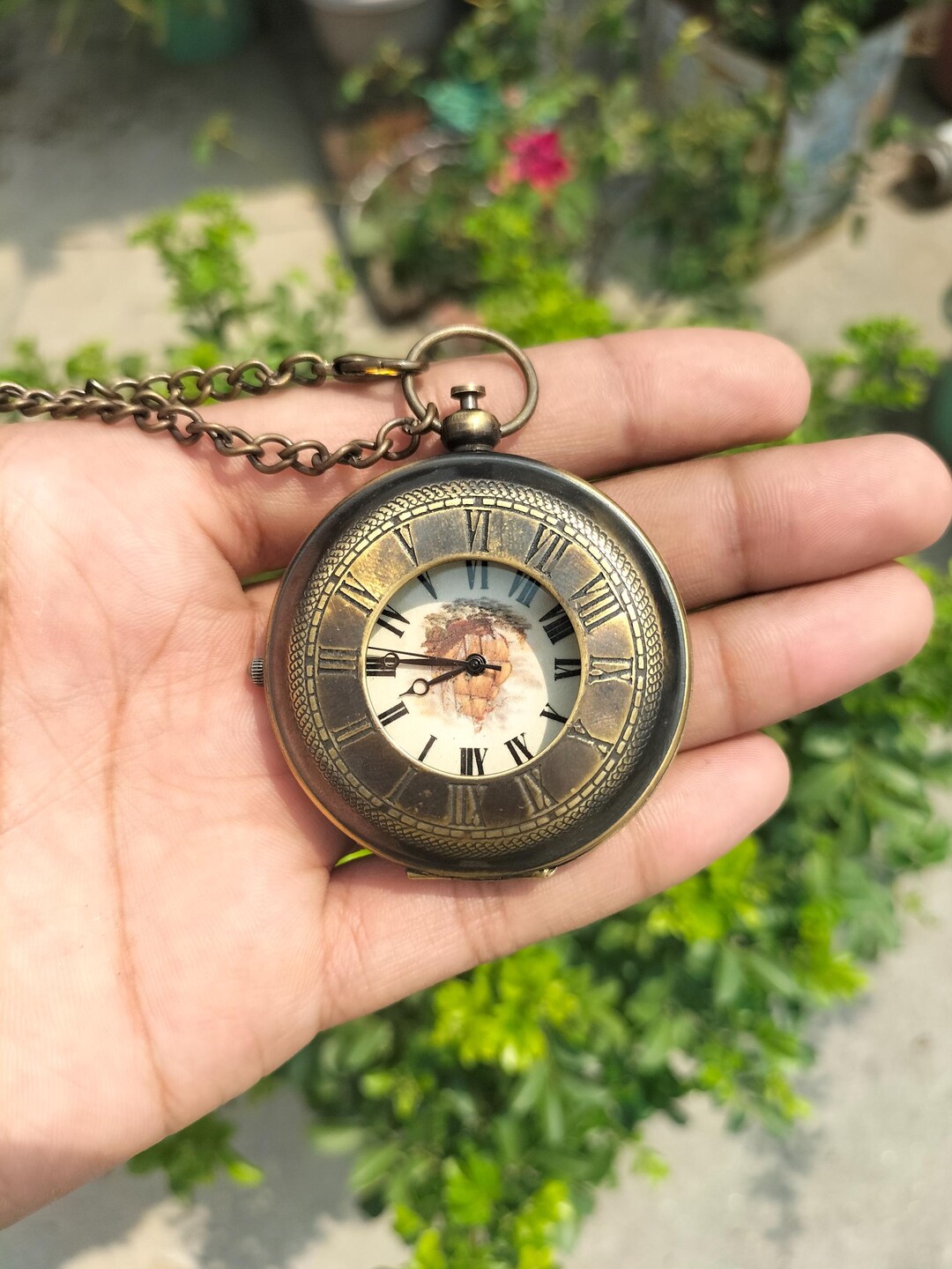 Vintage 2-in Push Button Pocket Watch | Roman Numerals | Steampunk ...