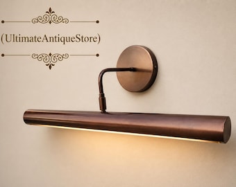 Antique Bronze Picture Light, Copper Gallery Wall Sconce, Cylinder Painting Light, Vintage Art Display Lamp, Wall Mounted Artwork Light