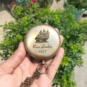 Vintage Brass Pocket Compass: Ross London 1917 Nautical Design