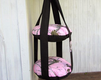 Cat Bed, RealTree Pink Camo & Brown, Kitty Cloud Double Hanging