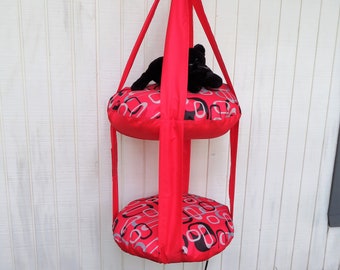 Outdoor Cat Bed Retro Red Double Hanging Kitty Cloud