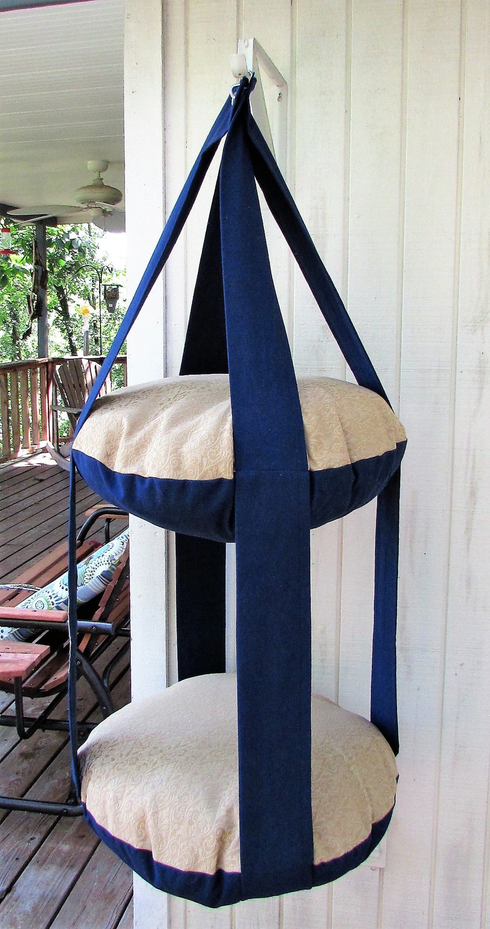 Cat Bed Navy & Gold Double Cat Bed Kitty Cloud Hanging Cat Etsy