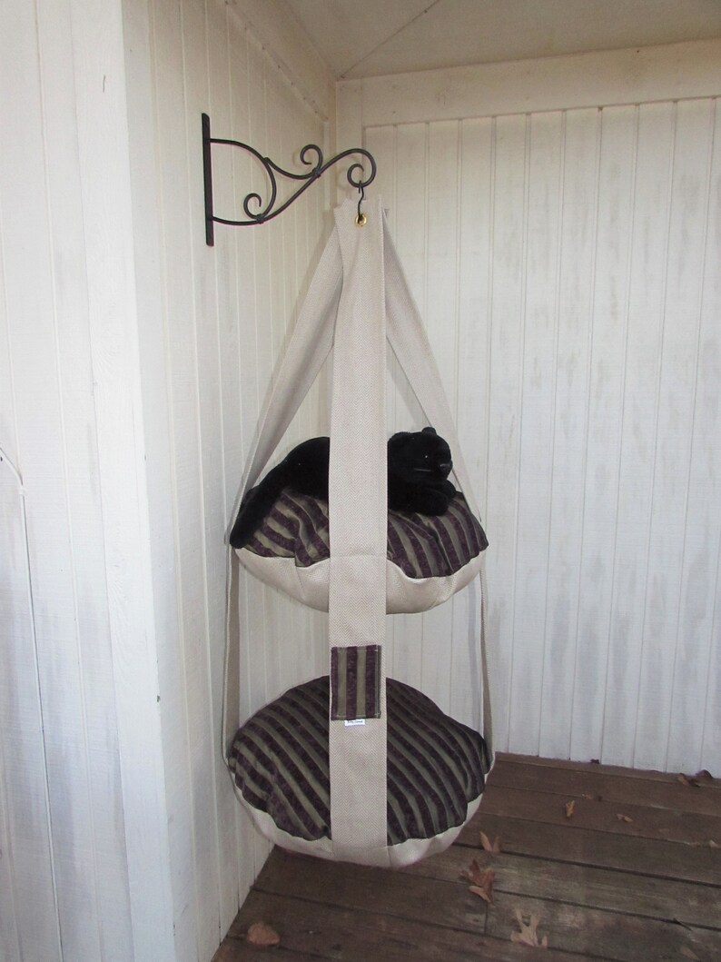 Cat Bed Purple & Olive Green Stripe Double Hanging Cat Bed Etsy