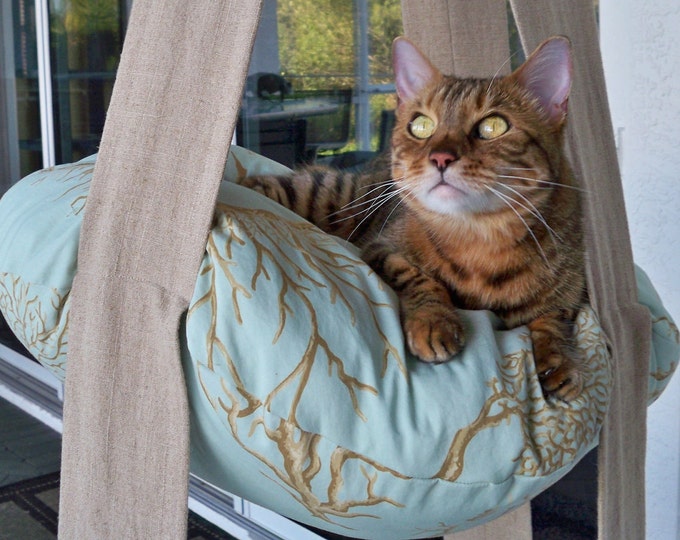 2 Level Hanging Cat Bed, Coral Print Kitty Cloud Etsy