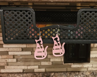 Valentine Pink Cat Earrings