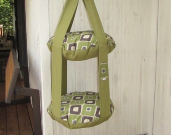 Cat Bed Olive Green & Geometric Modern Square Double Hanging Kitty Cloud