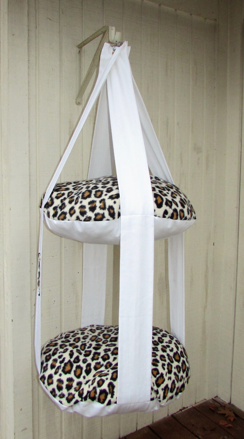 Cat Bed White & Fleece Leopard Print Kitty Cloud Double Etsy