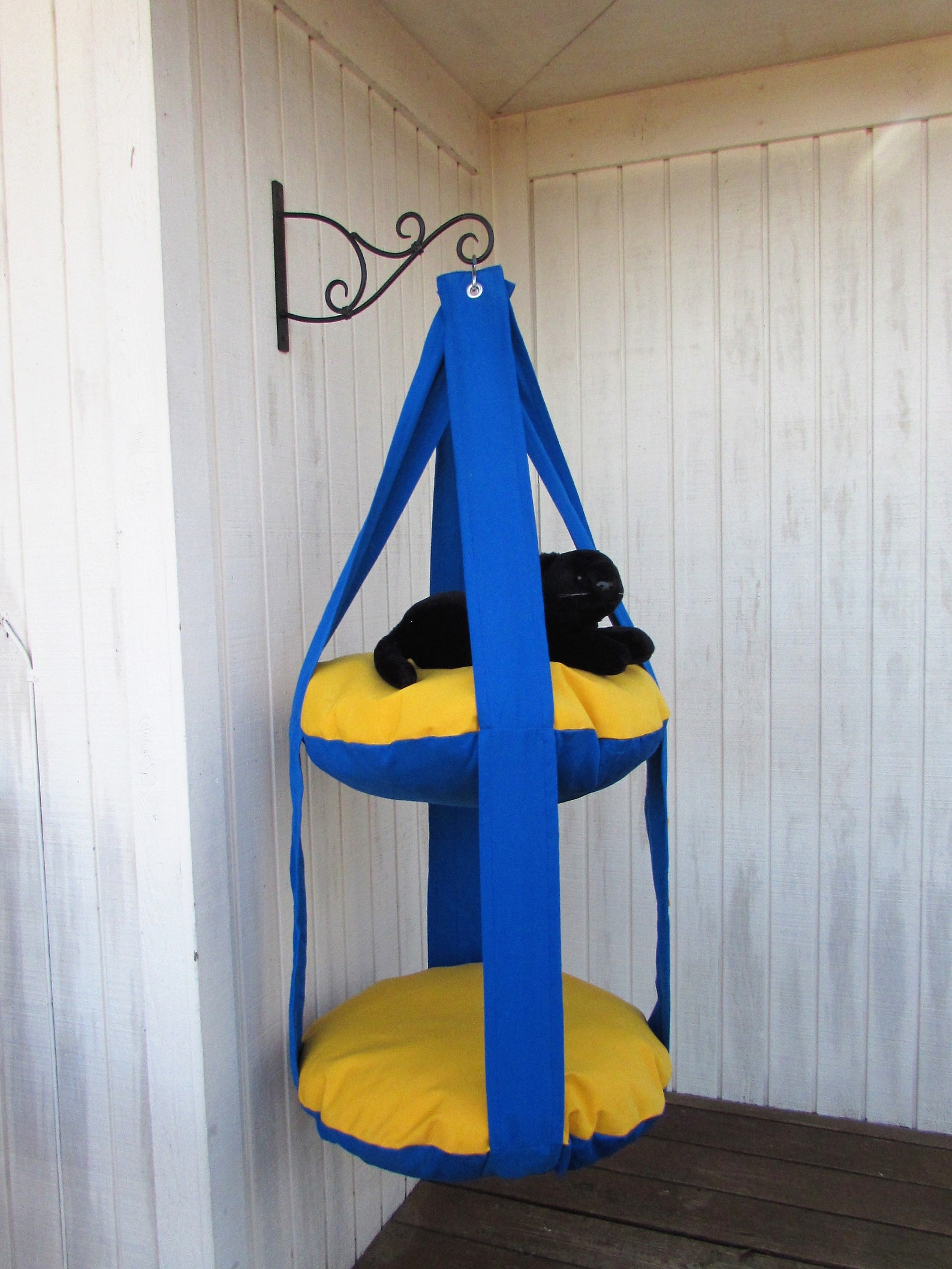 Outdoor Cat Bed Pacific Blue & Dandelion Yellow 2 Level Kitty Etsy