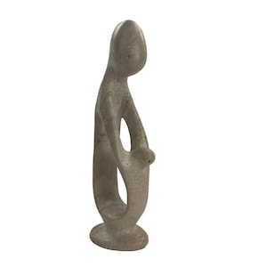 Mother Child African Soapstone Sculpture 8&quot; Abstract Kenya Stone Parenthood