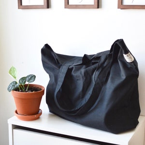 Black cotton tote bag