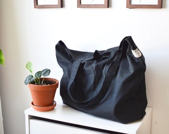 Black cotton tote bag