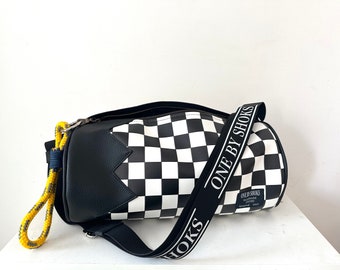 Chessboard vegan leather cross body