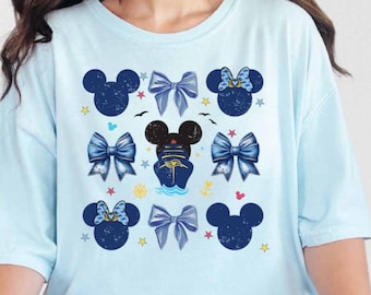 Mickey Cruise Shirt Disney Cruise Shirt Coquette Bow Mickey Shirt Coquette Cruise Shirt Blue Bow Mickey and Minnie Ears Shirt