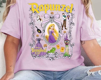 Camiseta de Rapunzel de Disney, camiseta de Enredados de Disney, camiseta de Princesa Rapunzel, camiseta de Princesa Enredados de colores cómodos, camiseta gráfica de Princesa Disney
