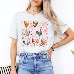 Cottagecore Shirt Cute Farm Shirt Coquette Chicken Shirt Floral Farm Tee Hen Shirt Chicken Mom T-shirt Farmhouse Shirt Country Aesthetic Tee