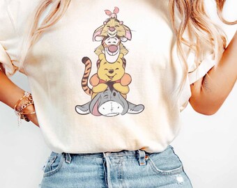 Camiseta de Winnie the Pooh de Disney, colores cómodos, camiseta de amigos del oso Pooh, linda camiseta de amistad de Disney, camiseta vintage de Winnie the Pooh, camiseta de oso
