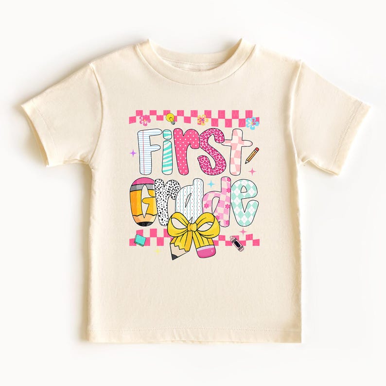 First Grade Shirt Girls Coquette Back to School Tee Cute 1st Grade ...