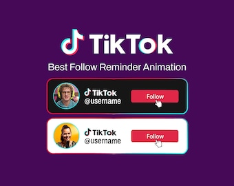 TikTok Follow Button Overlay | Personalized Social Media Lower Third, Stream Overlay