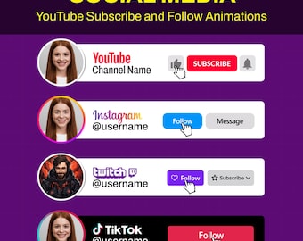 YouTube Subscribe Button Overlay – Animated Social Media Lower Third, Stream Overlay