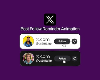 Personalized Animated X Follow Button | Social Media Lower Third Overlay