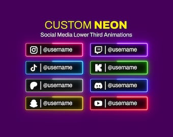 Terços inferiores de mídia social animados em neon - sobreposição de fluxo