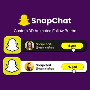Custom 3D Animated Snapchat Follow Button Overlay | Social Media Lower Third Animation | Stream Overlay for Content Creators & Streamers