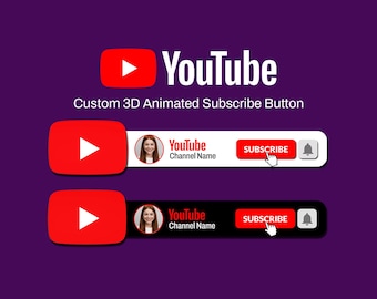 Custom 3D YouTube Subscribe Button Animation | Stream Overlay, Social Media Lower Third