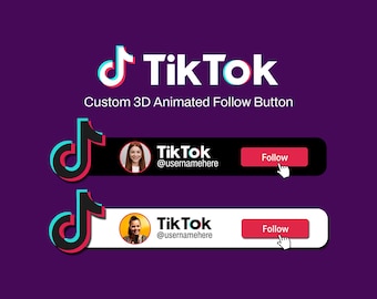 Custom 3D Animated TikTok Follow Button Overlay | Stream Social Media Lower Third