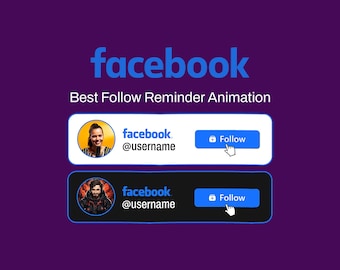 Animated Facebook Follow Button Overlay | Social Media Lower Third Overlay