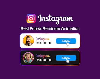 Personalized Animated Instagram Follow Button | Social Media Lower Third Overlay