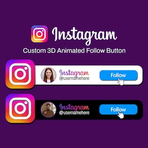 Custom 3D Animated Instagram Follow Button Overlay | Social Media Lower Third Animation | Stream Overlay for Content Creators & Streamers
