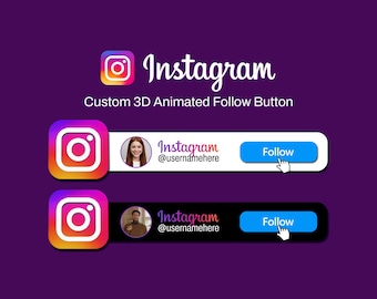 Custom 3D Animated Instagram Follow Button Overlay | Social Media Lower Third