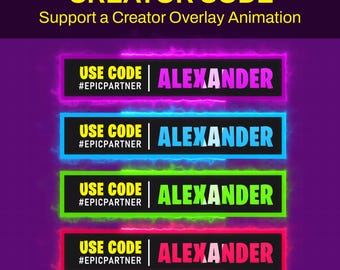 Custom Animated Neon Creator Code Stream Overlay for Twitch, Kick & YouTube