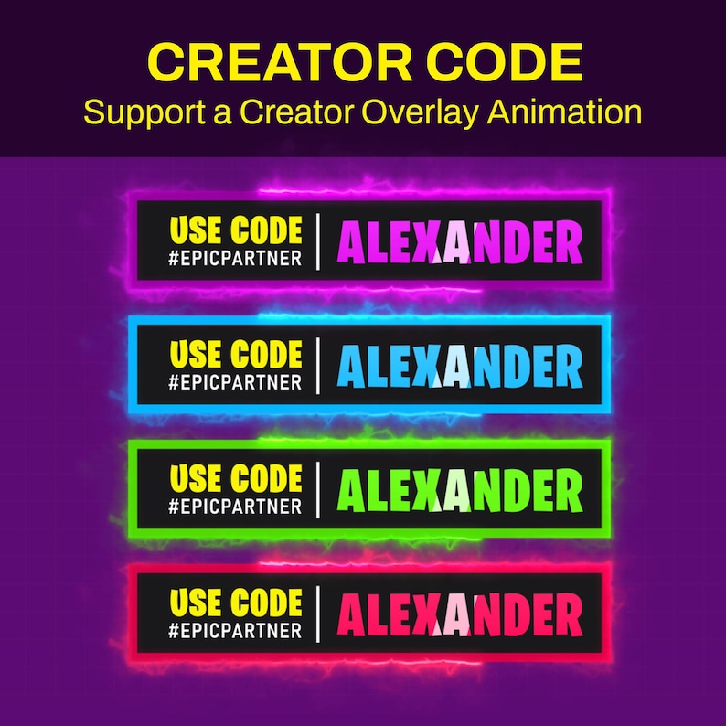 Custom Animated Neon Creator Code Stream Overlay for Twitch, Kick ...