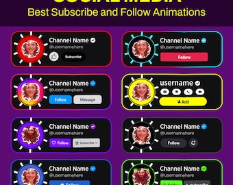 Animated Youtube Subscribe Button | Social Media Stream Overlays: YouTube, Twitch, Kick