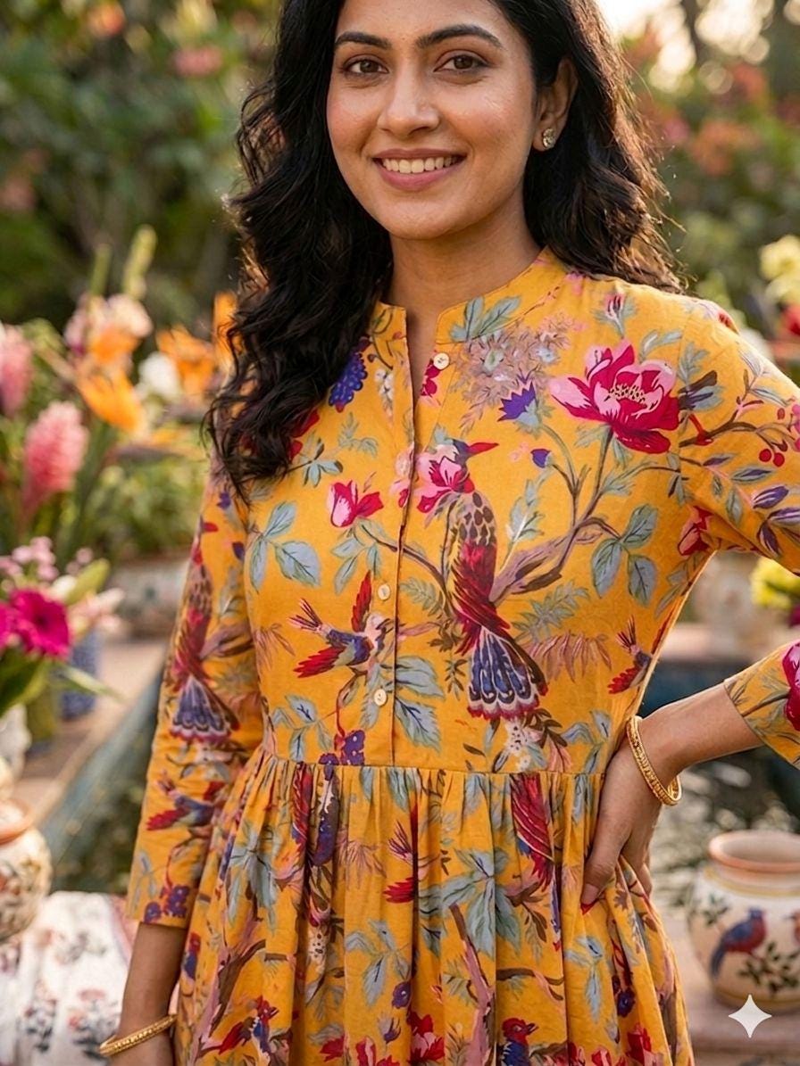 white christmas dresses Jaipur Cotton Orange Dress main image 0