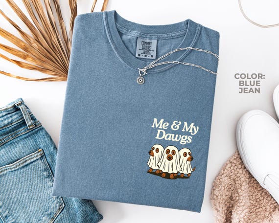 Comfort Colors Cute Ghost Dog Shirt, Dog Lovers Halloween Gift, Halloween Dog Shirt, Spooky Season, Womens Halloween Shirt, Fall Graphic Tee
