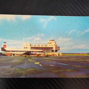Aeroporto de Birmingham, Inglaterra, cartão postal vintage dos anos 1950