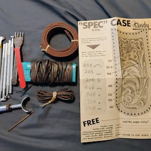 Vintage Tandy c. 1950s-60s leather supplies