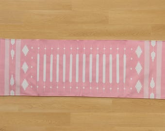 Multi Size Handmade Pink & White Cotton Runner Rug: Minimalist Boho Hallway Carpet