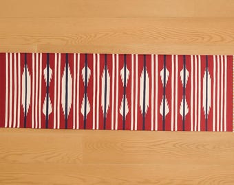 Handmade Red & White Runner Rug: Cotton Flat Weave Hallway Carpet