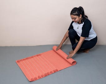 Organic Herbal Cotton Yoga Mat – Eco friendly, Handwoven Exercise & Meditation Mat, Travel-Friendly 2x6 Ft