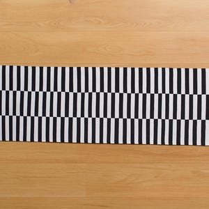 Reversible White & Black Striped Runner Rug – Handmade Cotton Rug, Multiple Sizes Available