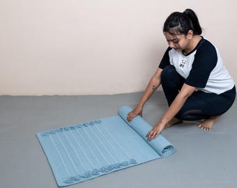 Ekologisk örtbaserad yogamatta i bomull – miljövänlig, handvävd tränings- och meditationsmatta, resevänlig 2 x 6 fot
