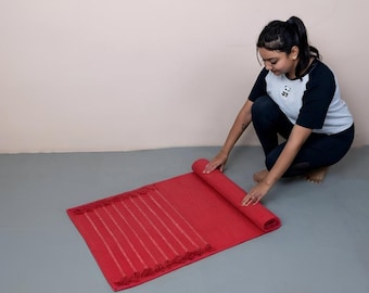 オーガニックハーブコットンヨガマット – 環境に優しい、手織りのエクササイズ＆瞑想マット、持ち運びに便利な2 x 6フィート