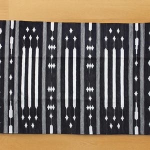 Handwoven Black and White Striped Kilim Rug: Modern Boho Decor