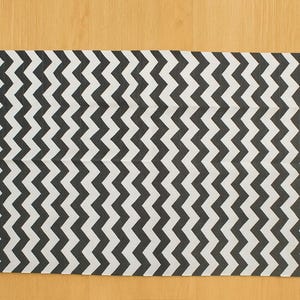 Handwoven Black and White Cotton Kilim Rug: Modern Geometric Chevron